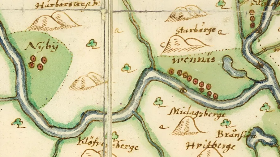 Upphovsrättsfri Bilden är ett skannat foto av en gammal karta över, bland annat, Vännäs.